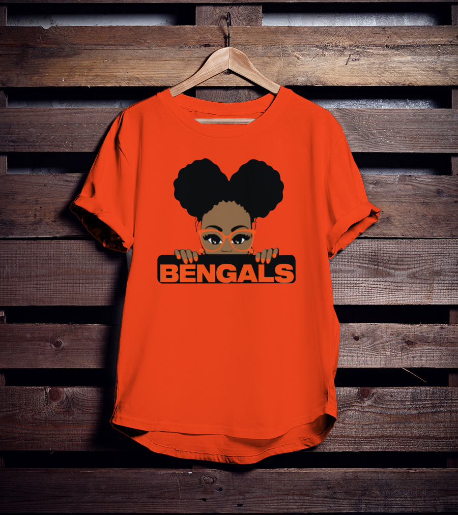 Rare Tagz Merch Bengals Girls Bengals Fanatic Afro T-Shirt