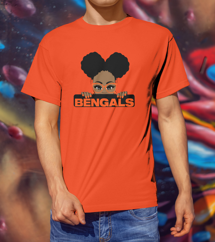 Rare Tagz Merch Bengals Girls Bengals Fanatic Afro T-Shirt