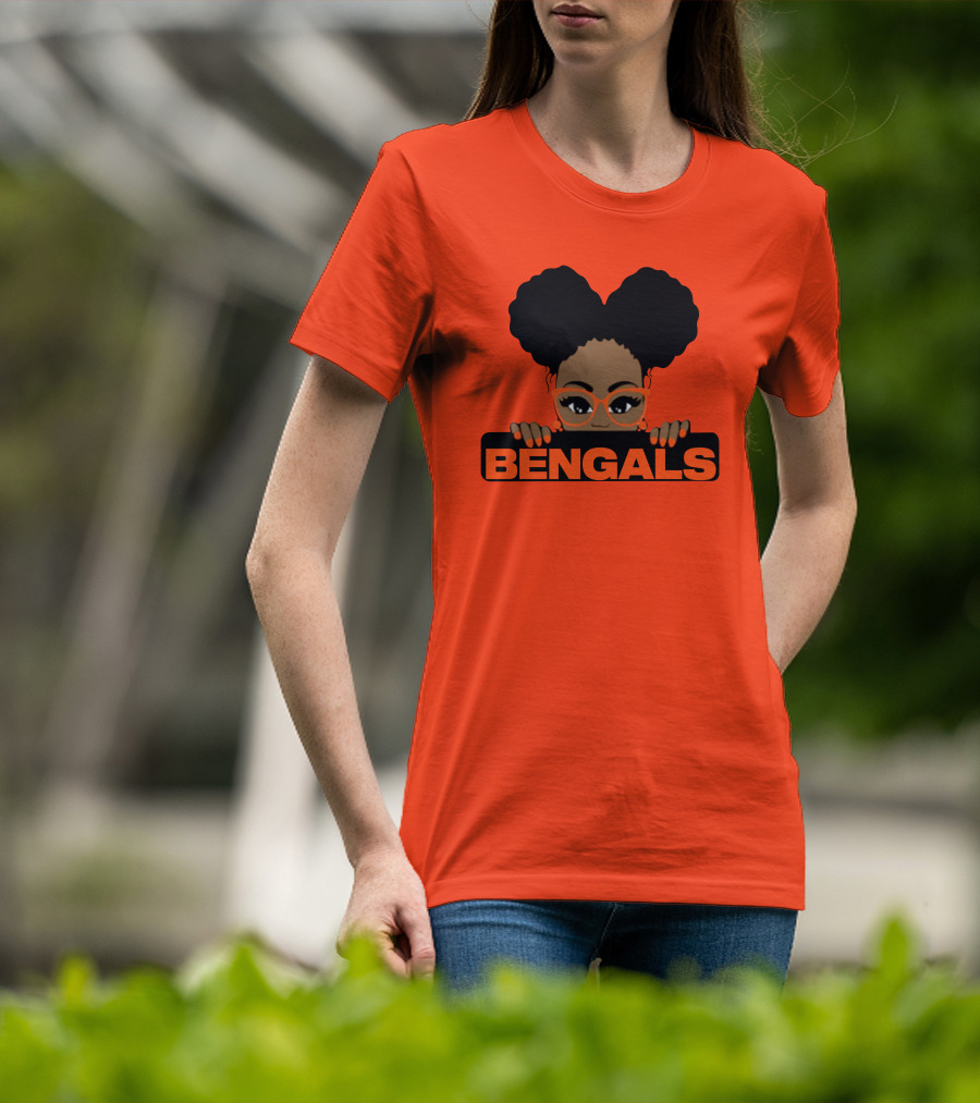 Rare Tagz Merch Bengals Girls Bengals Fanatic Afro T-Shirt
