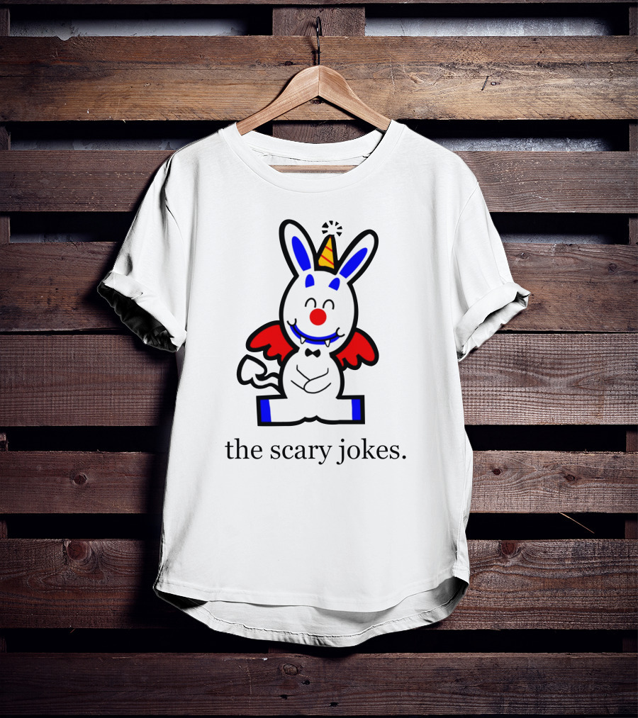 The Scary Jokes Cartoon Bunny With Party Hat And Red Wings T-Shirt