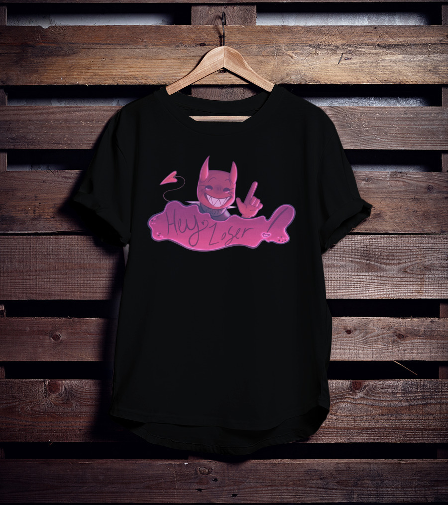 Gutsluvr Signature Hey Loser Devilish Pink Character Playful Gesture T-Shirt