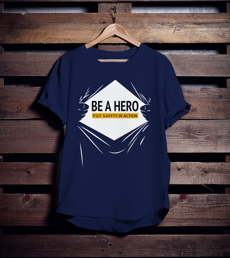 Be A Hero Put Safety In Action Dopeymcgeee Hands Pulling Open Shirt Superhero T-Shirt