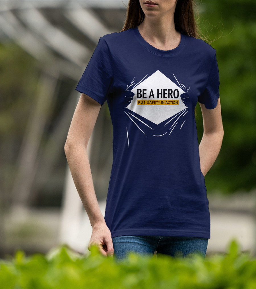 Be A Hero Put Safety In Action Dopeymcgeee Hands Pulling Open Shirt Superhero T-Shirt