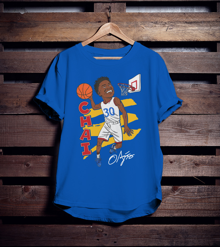 Ochai Agbaji Basketball Illustration 30 Chai Charliehustle Store T-Shirt