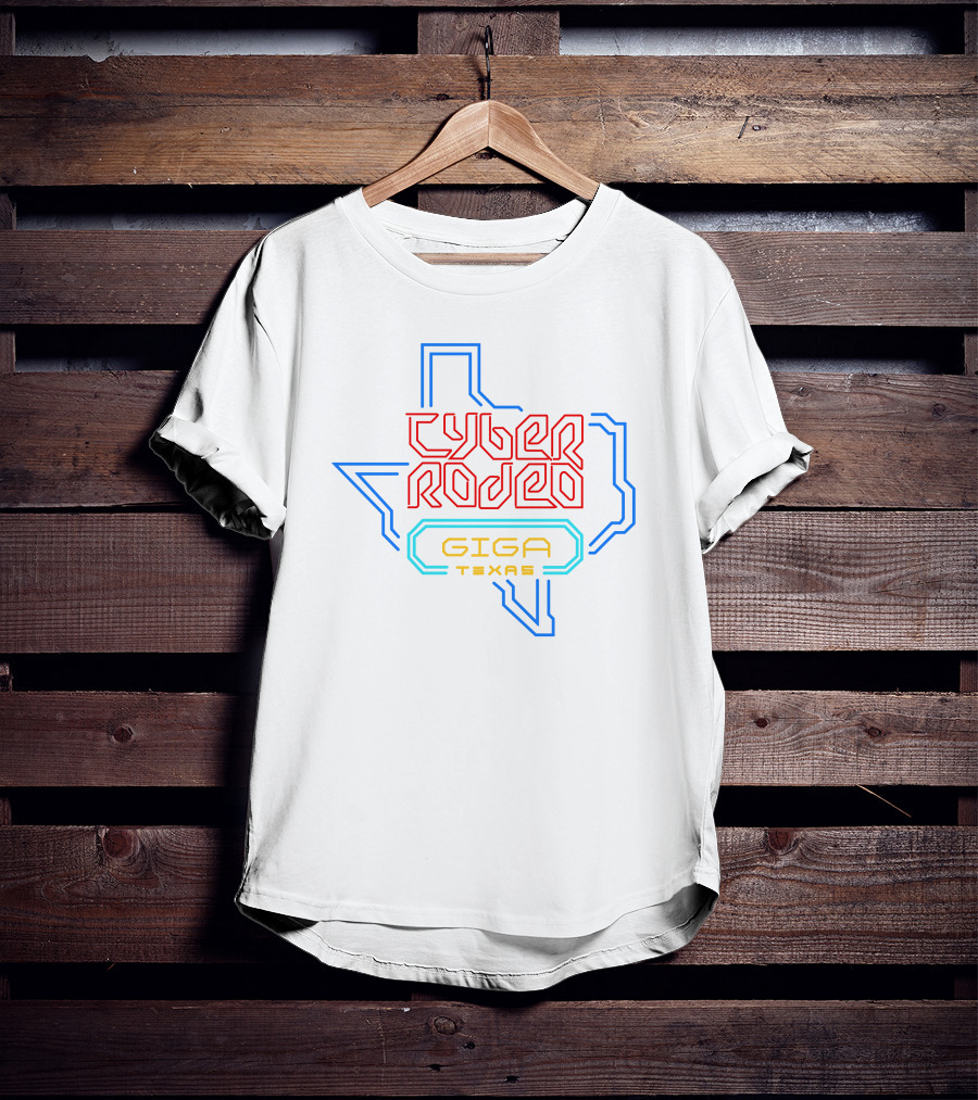 Elon Musk Cyber Rodeo Giga Texas Neon Outline T-Shirt