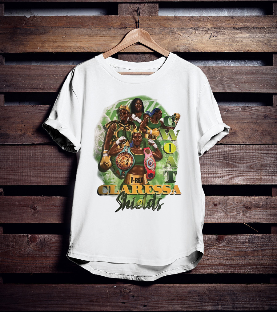 Claressa Shields GWOAT T-Rex Boxing Champion T-Shirt