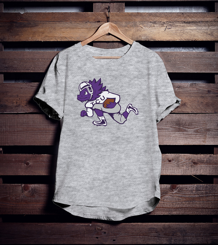 Running Horned Frog TCU Football Player In Purple And White Jersey T-Shirt