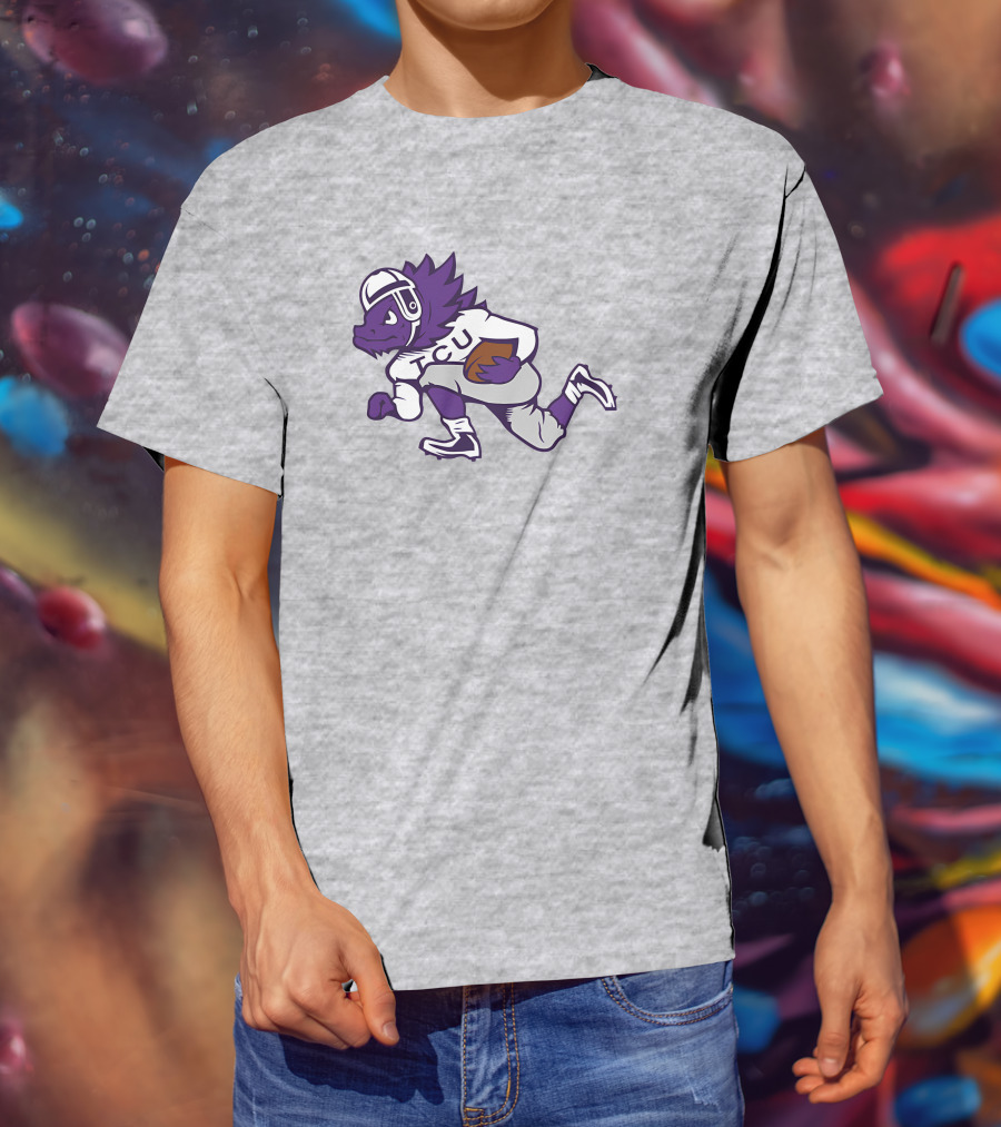 Running Horned Frog TCU Football Player In Purple And White Jersey T-Shirt