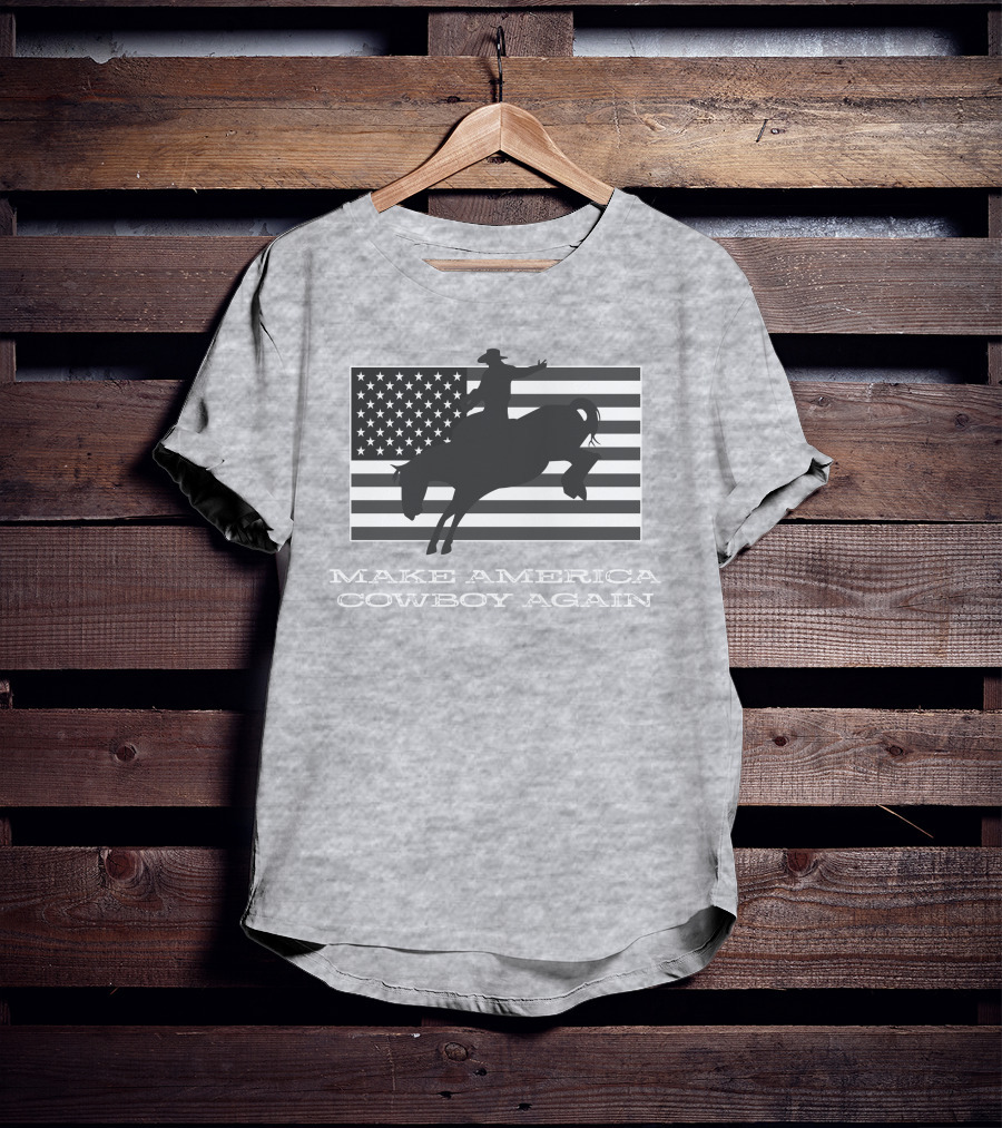 Brittanyandkasi X Kasi Brittany Make America Cowboy Again Riding Silhouette Flag T-Shirt