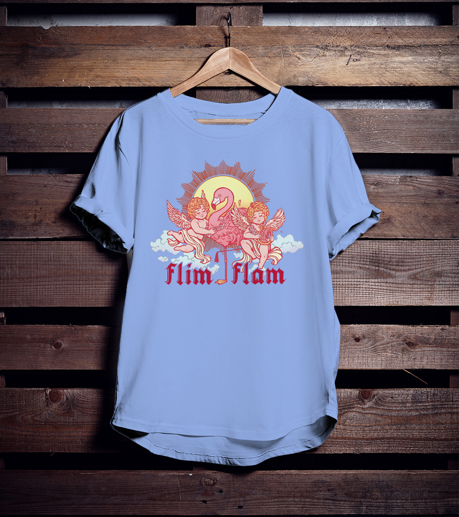 Albertsstuff Flim Flam Flamingo Cherubs Sun Cloud T-Shirt