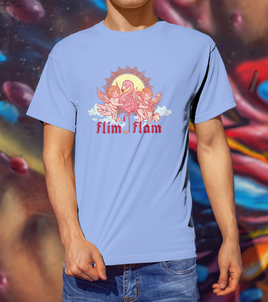 Albertsstuff Flim Flam Flamingo Cherubs Sun Cloud T-Shirt