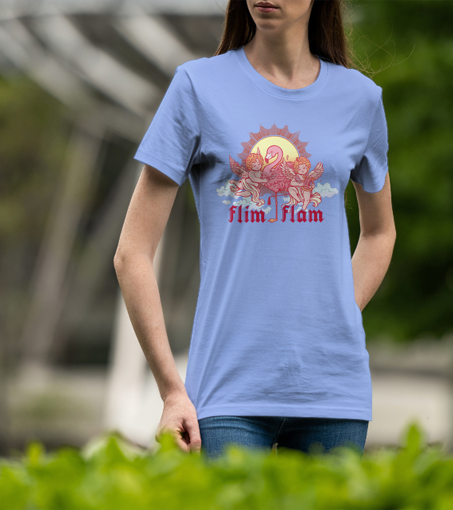 Albertsstuff Flim Flam Flamingo Cherubs Sun Cloud T-Shirt