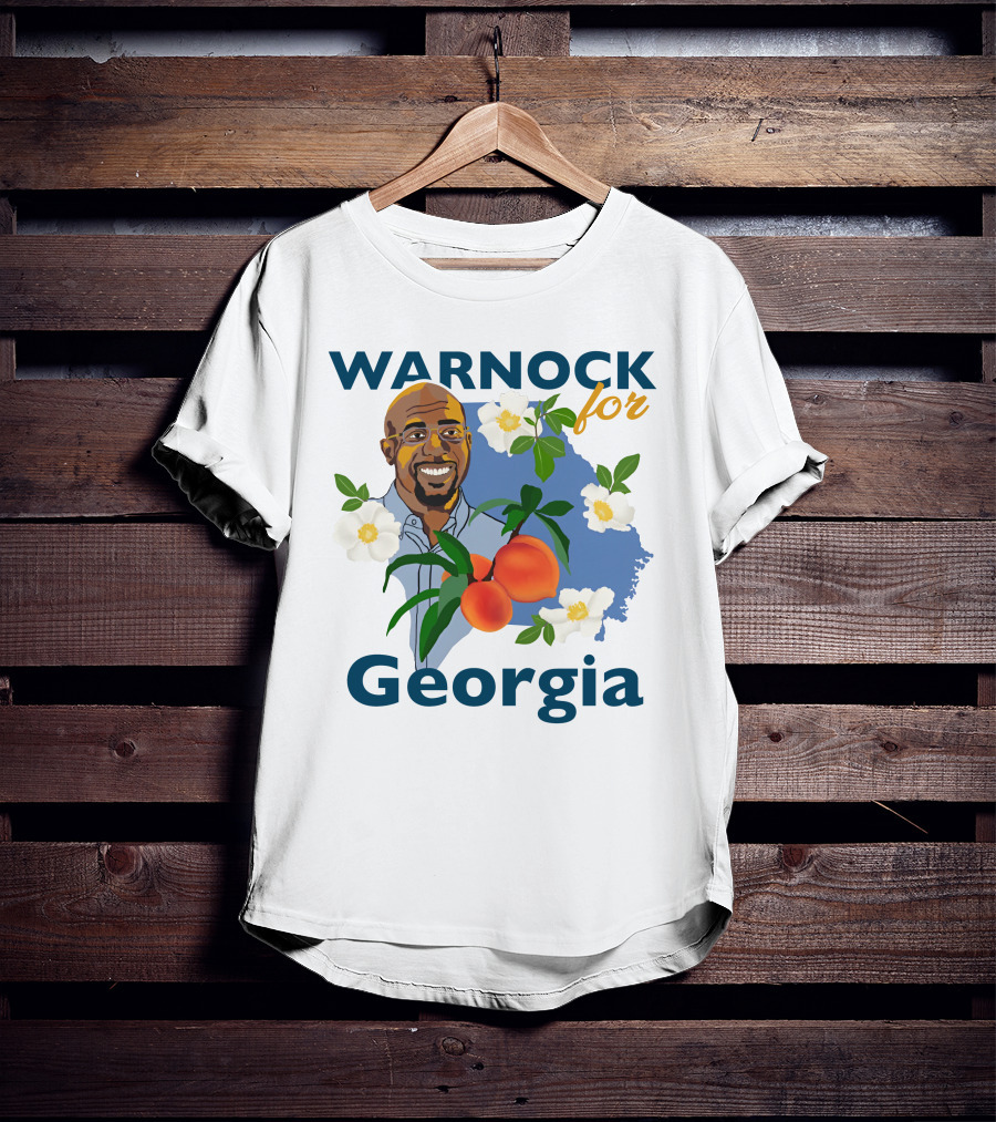 Warnock For Georgia Raphael Warnock Peaches And Blossoms T-Shirt