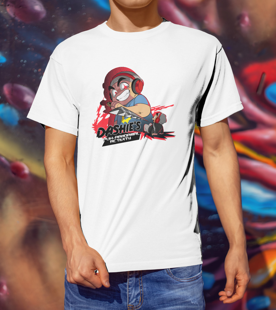 Dashiexp Merch Dashie's Puh-Ranormal Activity Red Headphones Cartoon Character T-Shirt