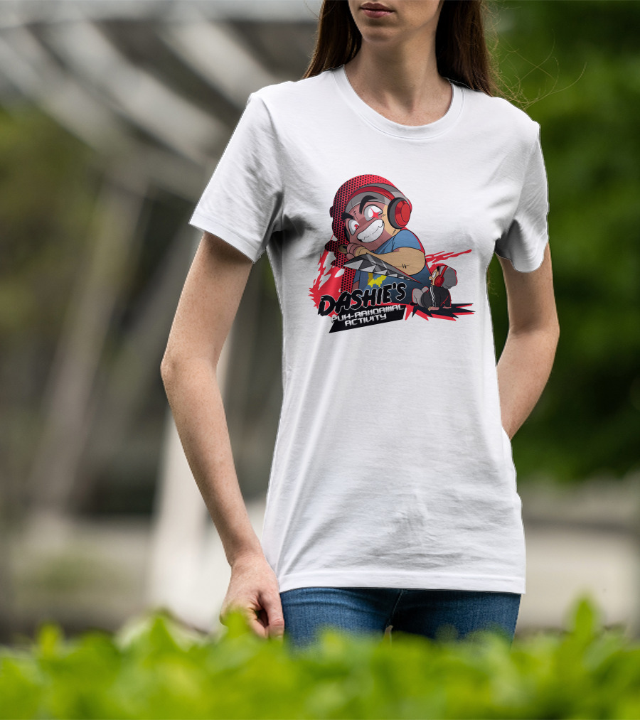 Dashiexp Merch Dashie's Puh-Ranormal Activity Red Headphones Cartoon Character T-Shirt