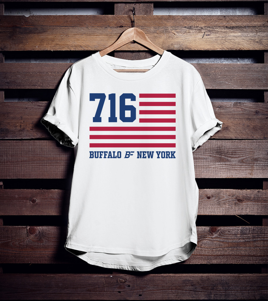 716 Buffalo New York USA Flag T-Shirt