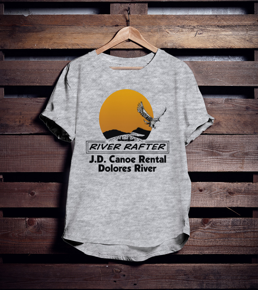 River Rafter J.D. Canoe Rental Dolores River Eagle Sunset T-Shirt