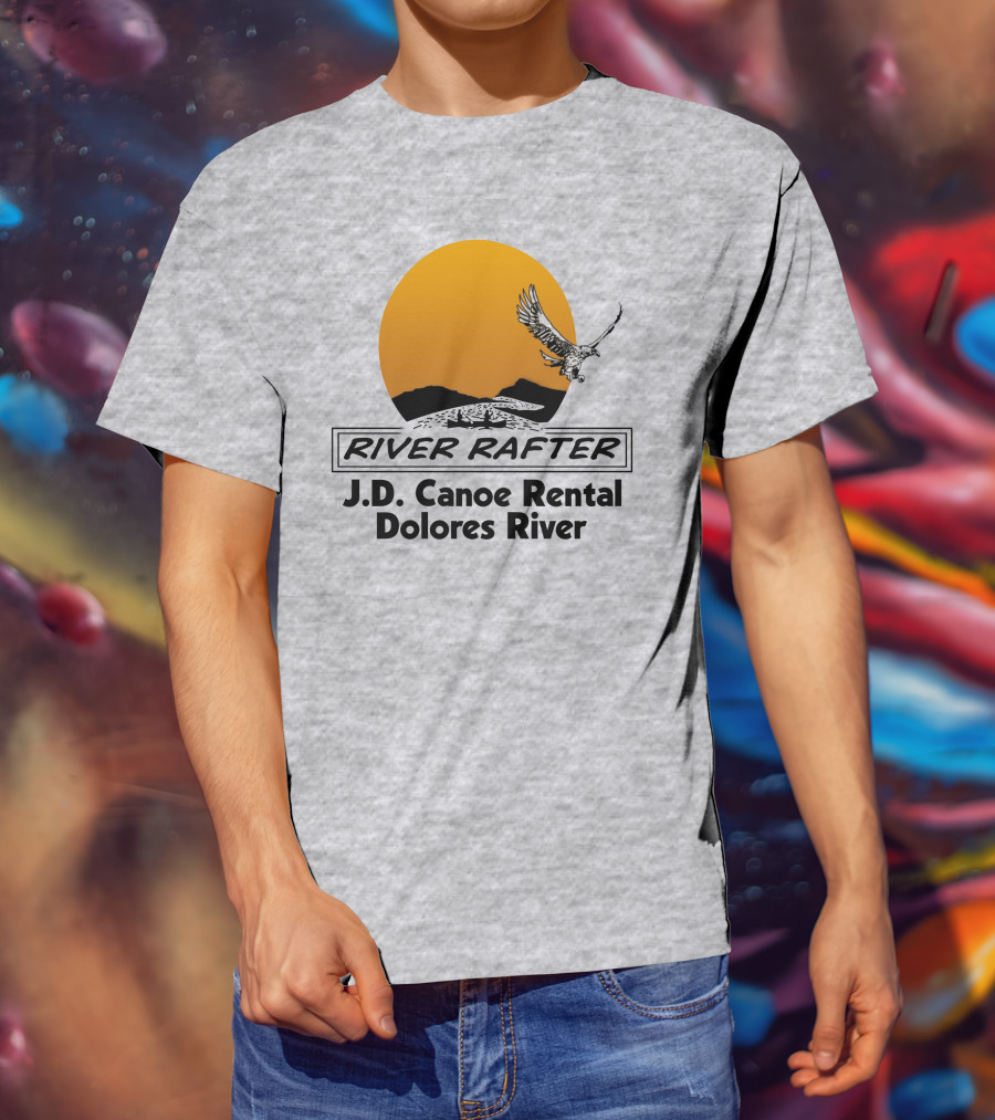 River Rafter J.D. Canoe Rental Dolores River Eagle Sunset T-Shirt