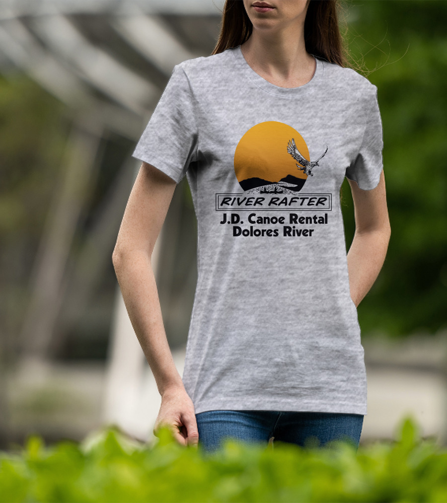 River Rafter J.D. Canoe Rental Dolores River Eagle Sunset T-Shirt