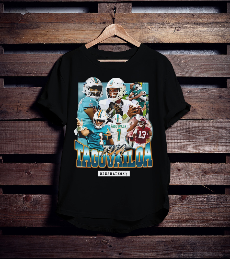 Tua Tagovailoa Dreamathon Quarterback Highlights NFL Football Action T-Shirt