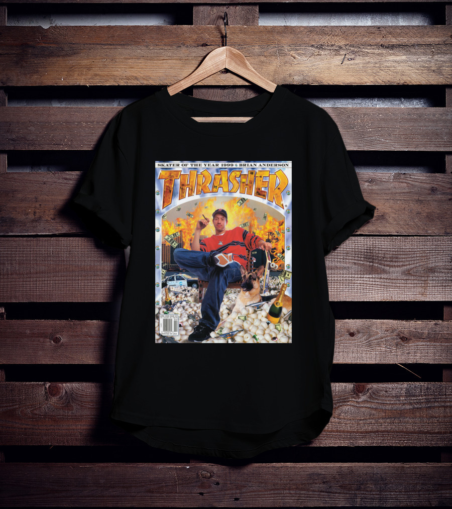 Thrasher Skater Of The Year 1999 Brian Anderson Cover With Money Explosion Scene T-Shirt