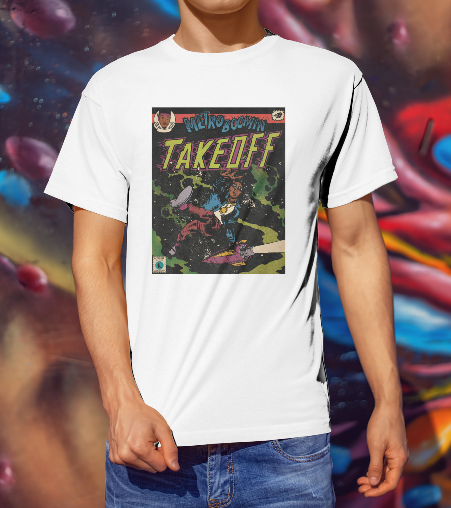 Metro Boomin Takeoff Comic Style Space Adventure T-Shirt
