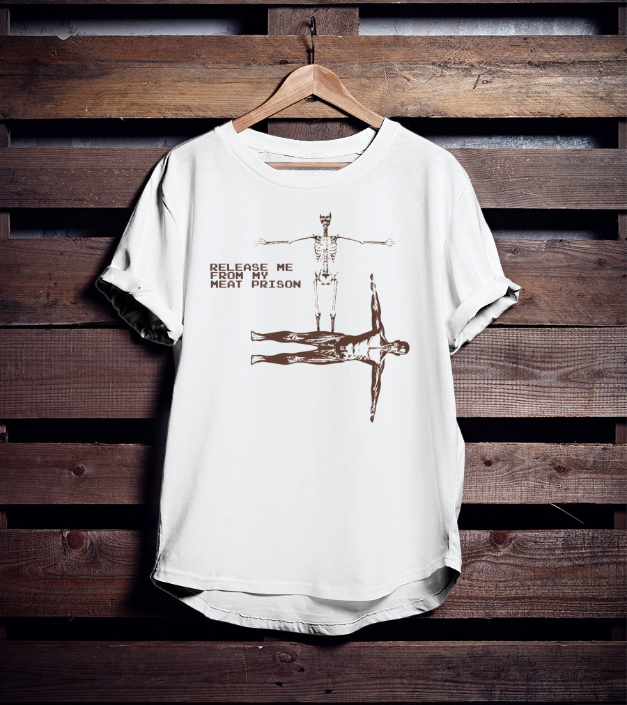 Release Me From My Meat Prison Bryson Skeleton And Human Figure T-Shirt