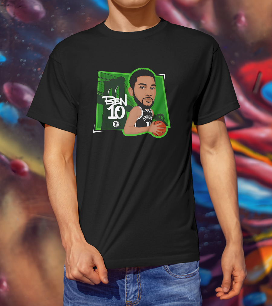 Nbacentral Ben Simmons Ben 10 Brooklyn Nets Cartoon Basketball T-Shirt