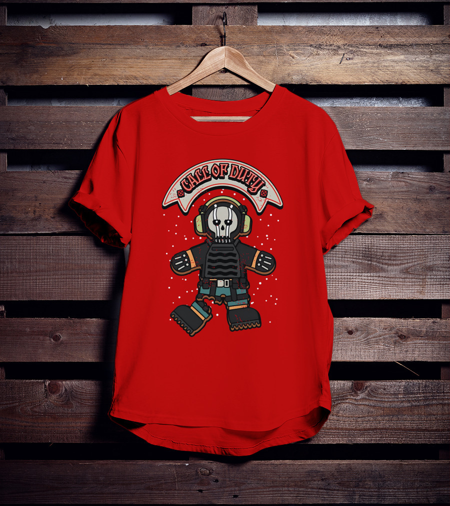 Dysmo Call Of Duty Skull Soldier Gingerbread Red Holiday Game Fusion T-Shirt