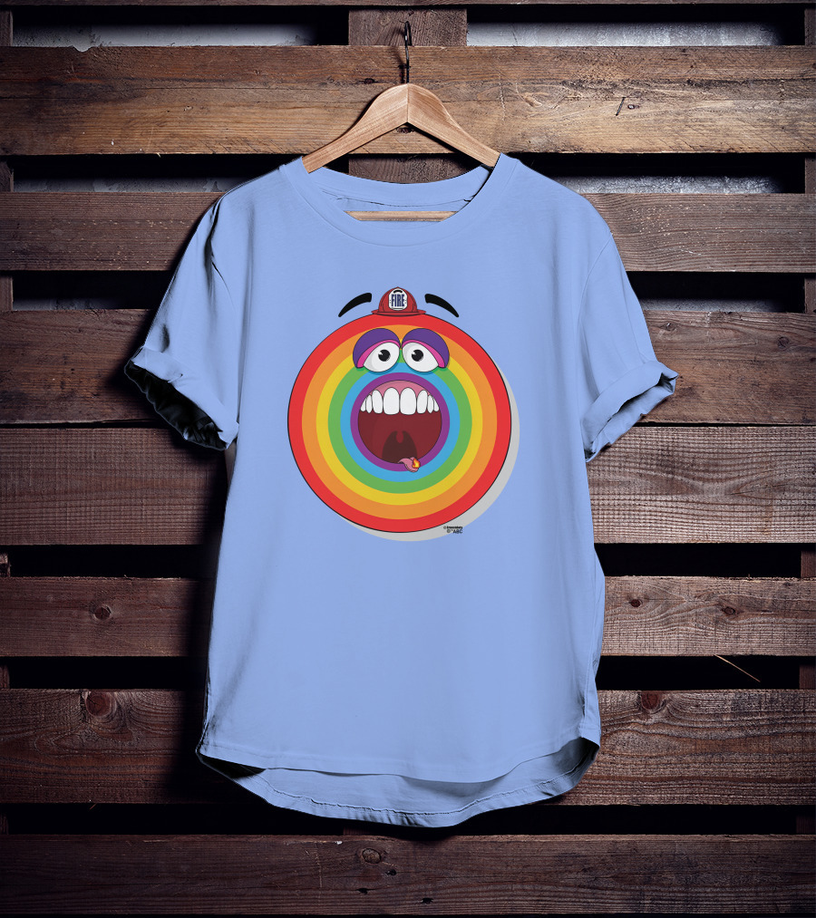 Firefighter Rainbow Face With Comic Mouth By Ernest Doty T-Shirt