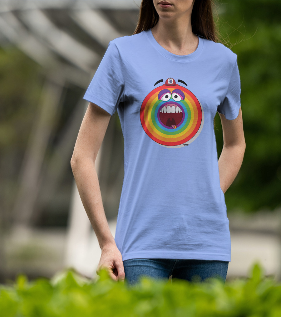 Firefighter Rainbow Face With Comic Mouth By Ernest Doty T-Shirt