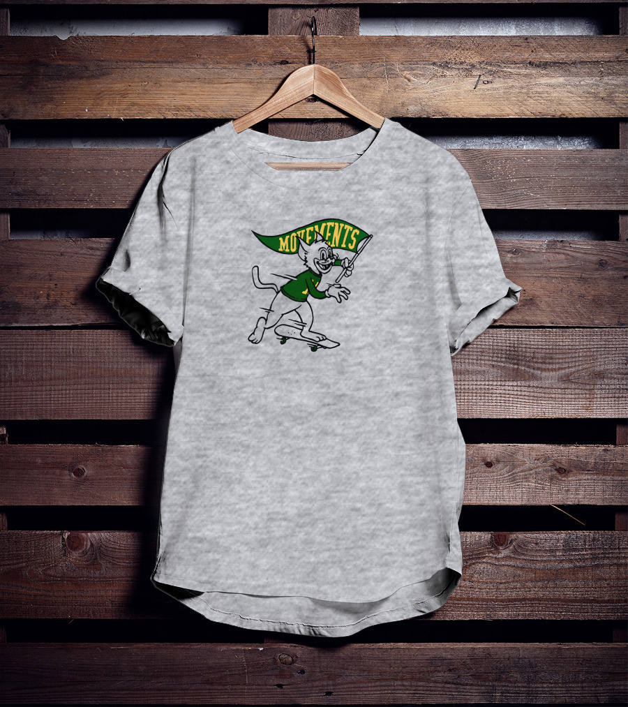 Movements Skateboarding Cat With Flag T-Shirt