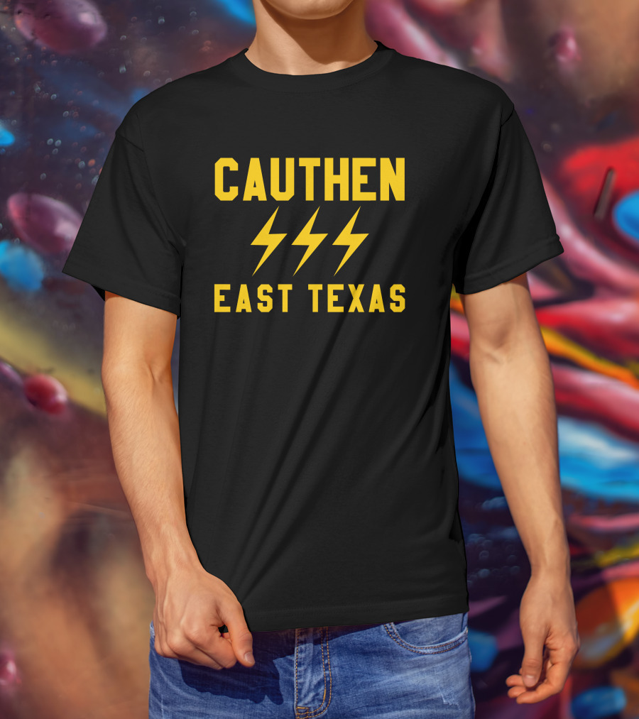 Cauthen East Texas Lightning Bolt Motif T-Shirt