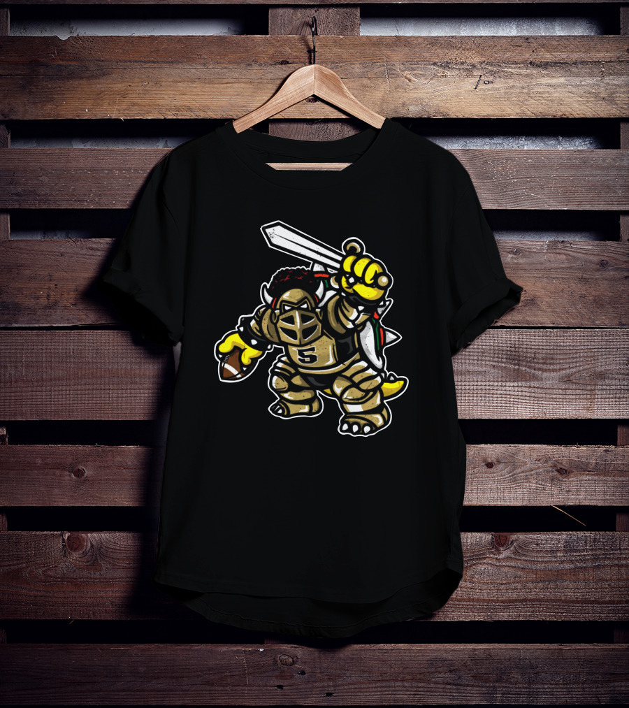 Isaiah Bowser Toon Character With Football And Sword T-Shirt