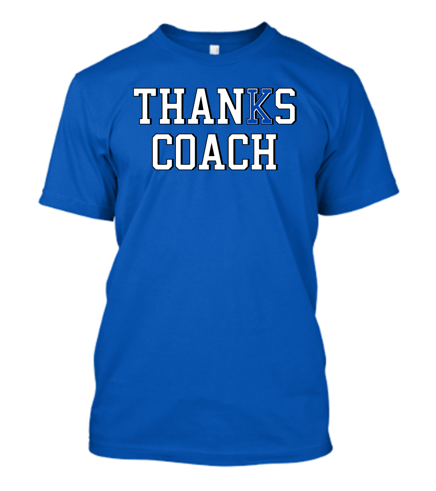 Thanks Coach Basketball Appreciation Blue Text T-Shirt