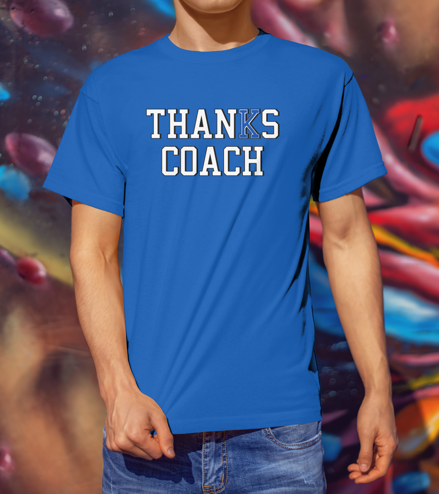 Thanks Coach Basketball Appreciation Blue Text T-Shirt