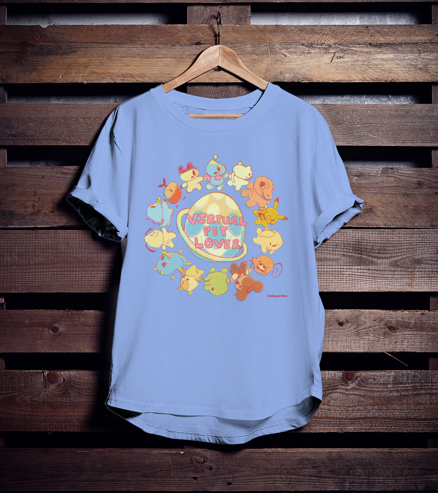 Virtual Pet Lover Colorful Cute Characters Circle T-Shirt