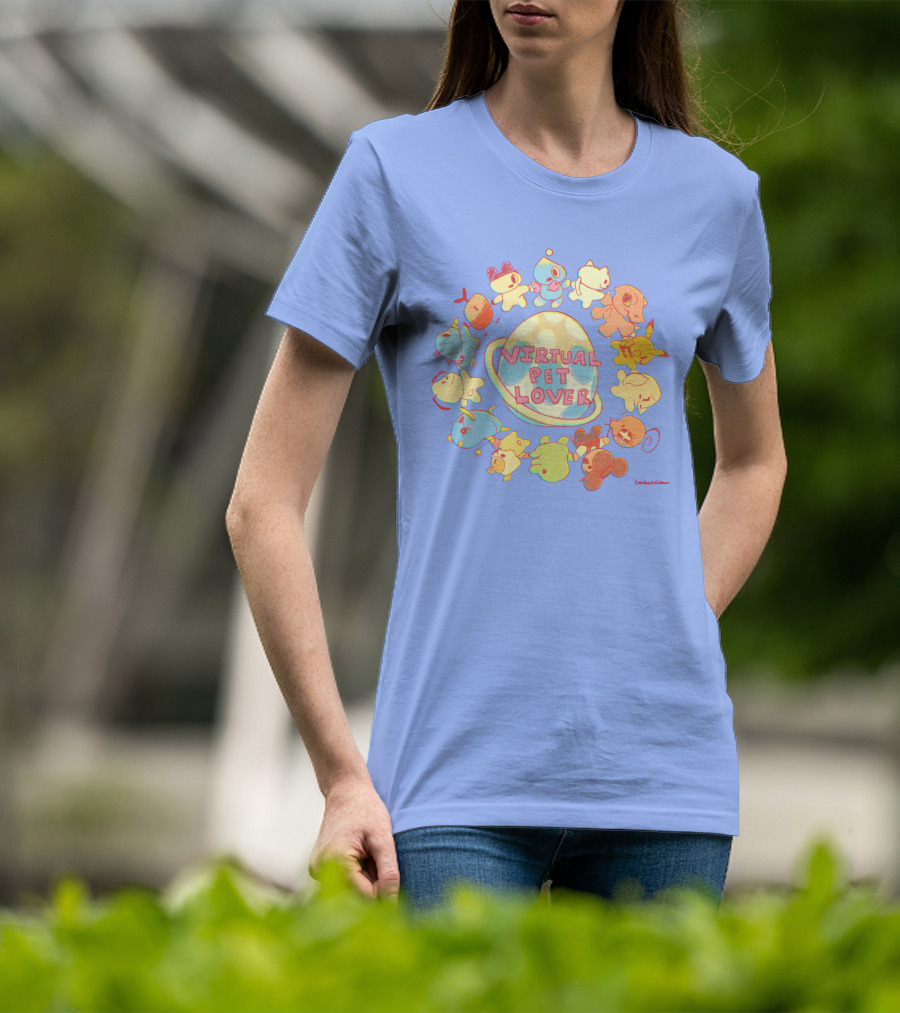 Virtual Pet Lover Colorful Cute Characters Circle T-Shirt
