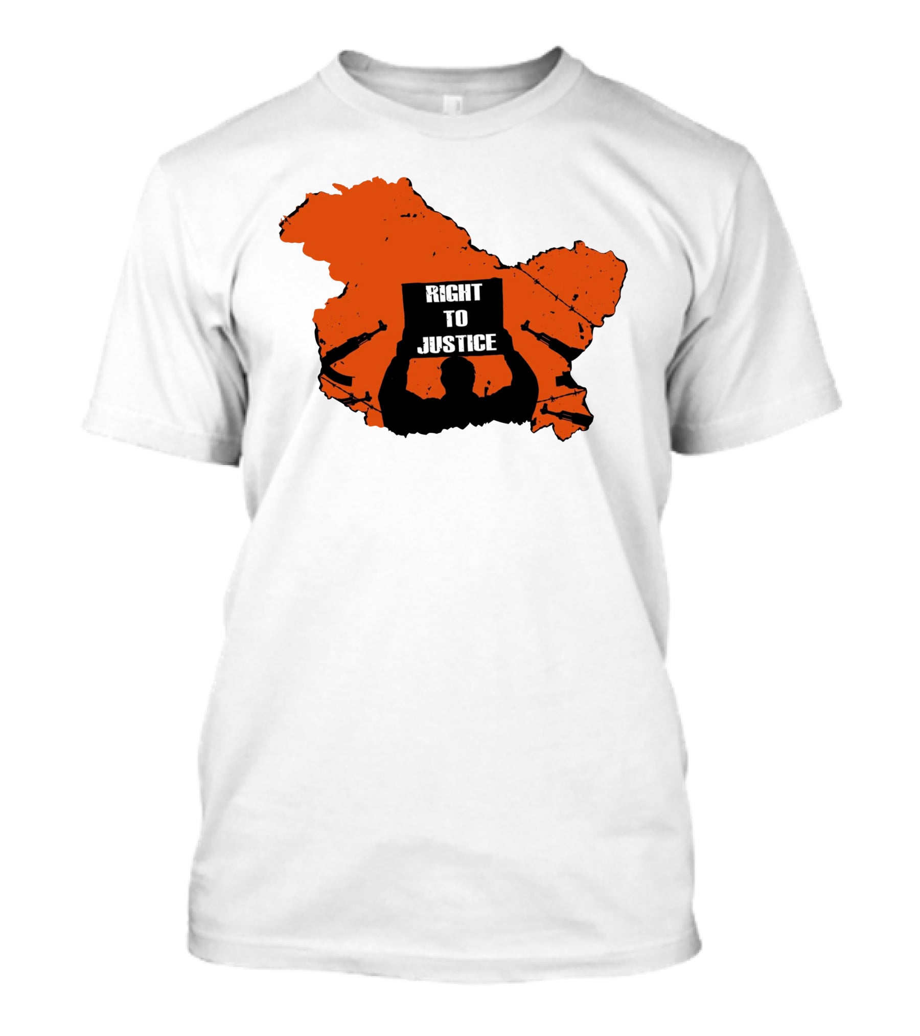 Right To Justice Protest Silhouette Inside Orange Map Shape T-Shirt