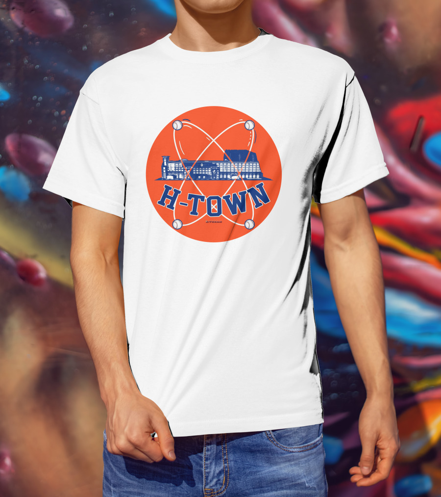 H-Town D-Texan Baseball Landmark Iconography T-Shirt