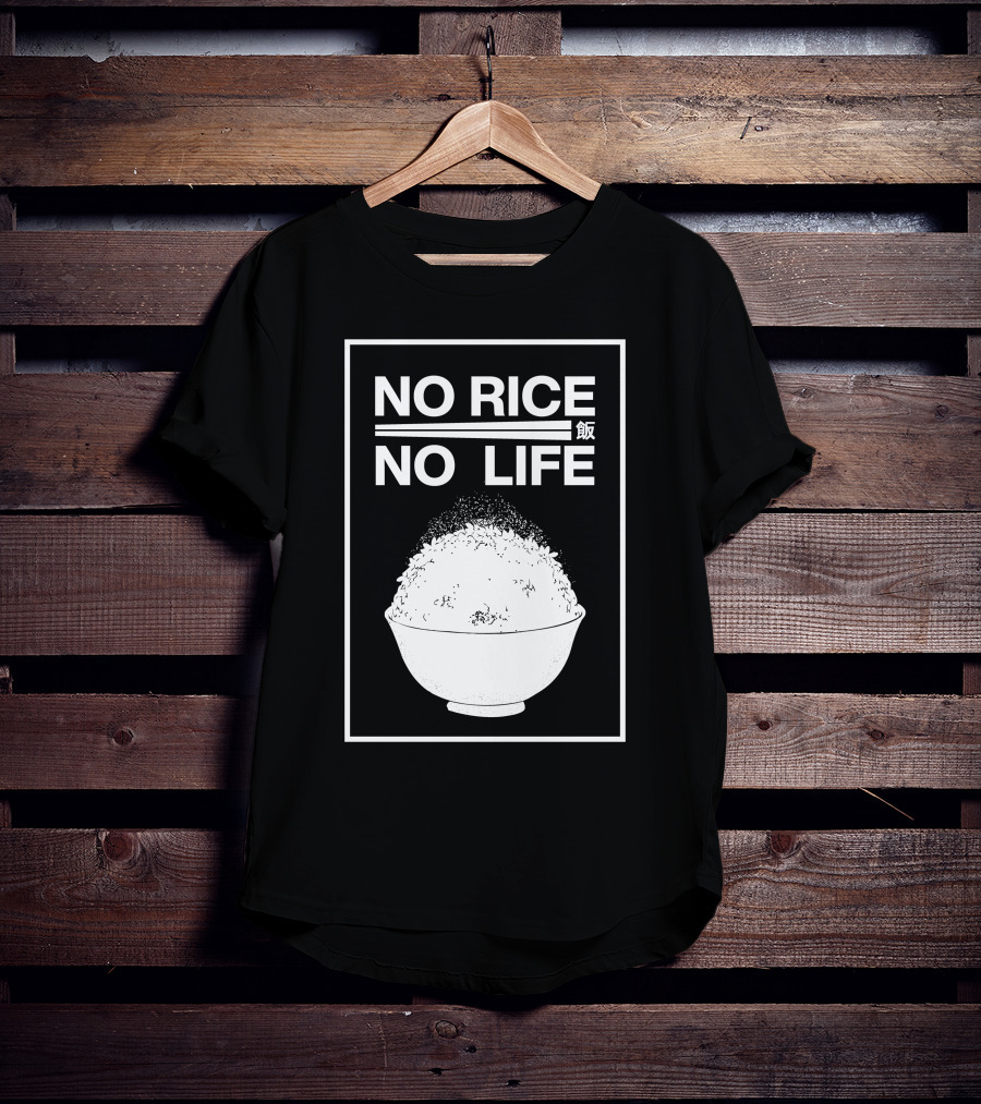 No Rice No Life Kanji Bowl T-Shirt