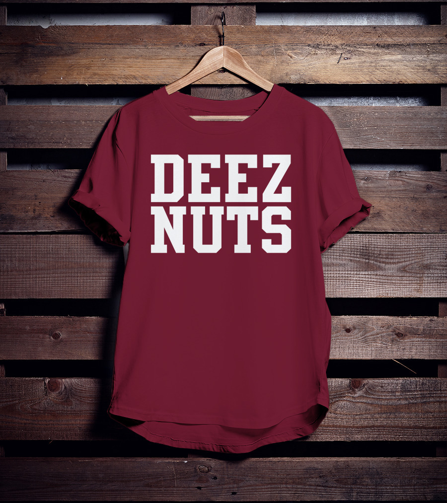 DEEZ NUTS Text Bold White On Dark T-Shirt