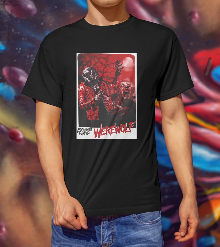 Motionless In White Werewolf Colortest Lurking In The Dark Red Moon Horror Scene T-Shirt