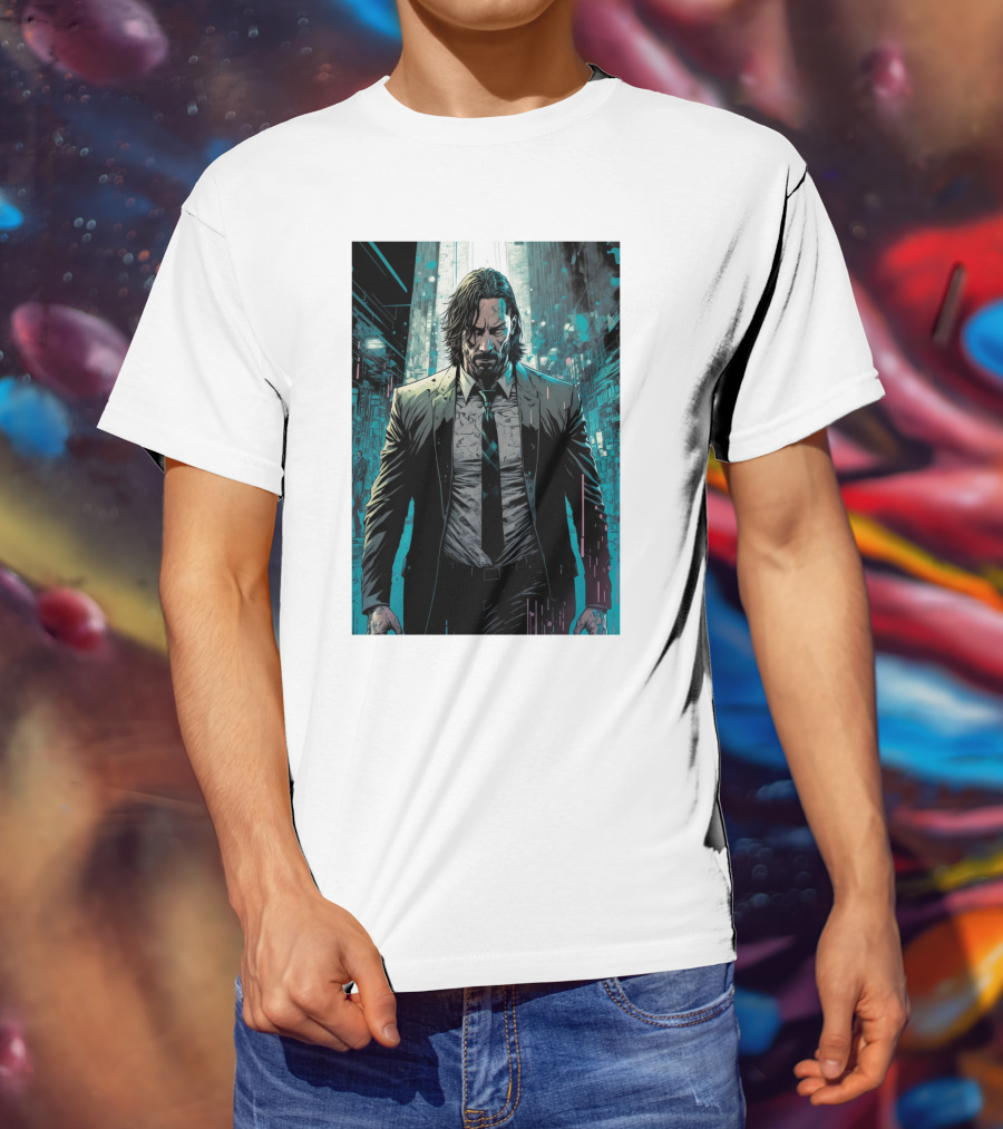 John Wick Comic Style Noir Scene T-Shirt