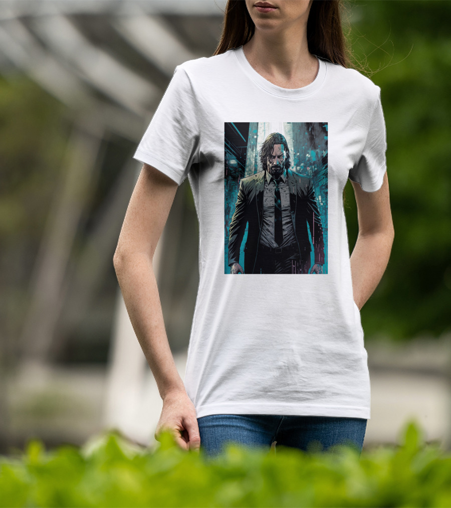 John Wick Comic Style Noir Scene T-Shirt