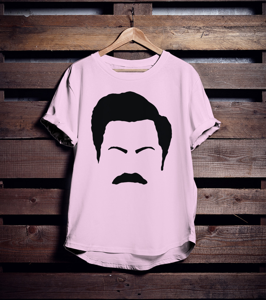 Ron Swanson Mustache Face Silhouette Parks And Recreation T-Shirt