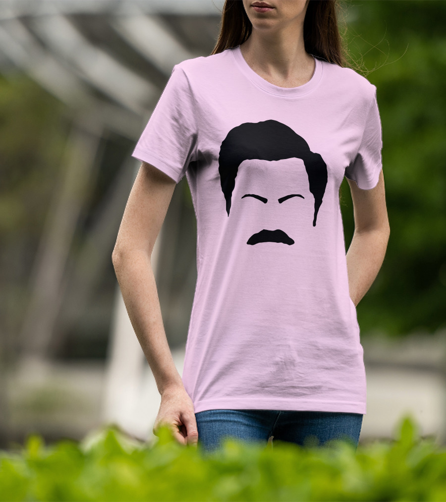 Ron Swanson Mustache Face Silhouette Parks And Recreation T-Shirt