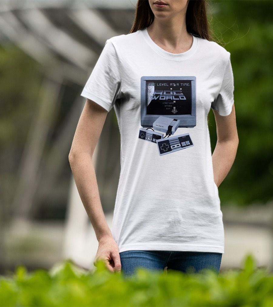 Rdc World NES One Level At A Time Retro Gaming Console And Controllers T-Shirt