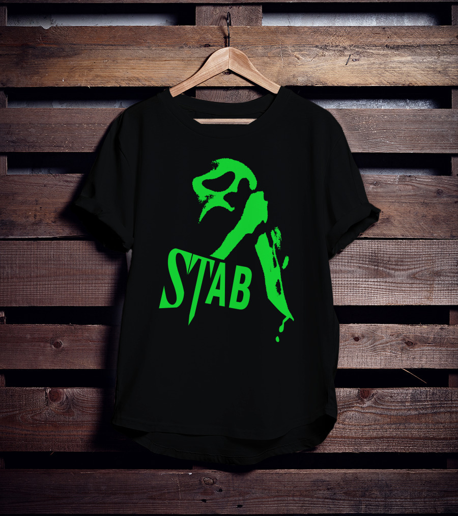Ghostface Stab Green Mask Dripping Knife T-Shirt