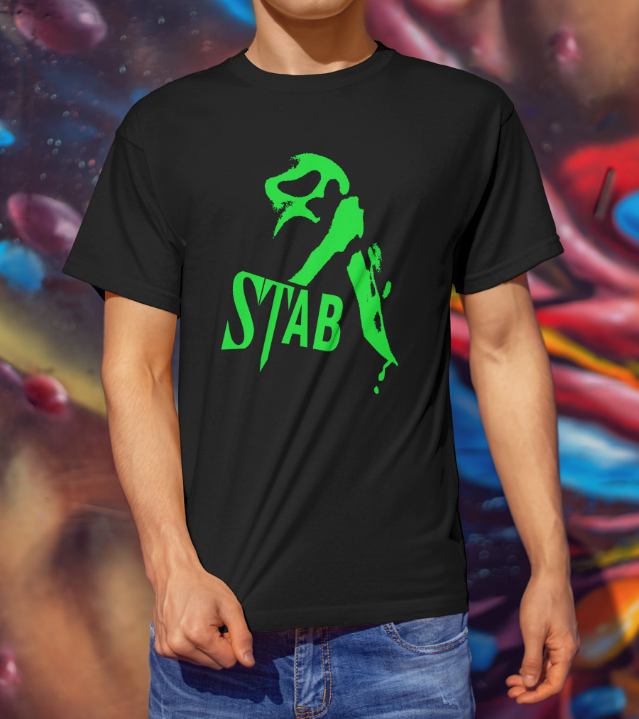 Ghostface Stab Green Mask Dripping Knife T-Shirt